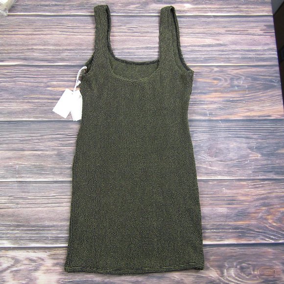 Good American NEW Small/Medium Sz 1/2  Black Metallic Fits Sculpt Dress Bodycon - Picture 11 of 11